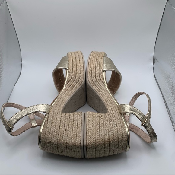 Eric Michael argento Sandals gold platform ankle strip Spain size 38 US 7.5 786 - Picture 9 of 11